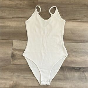 American Eagle Outfitters White Ribbed Bodysuit